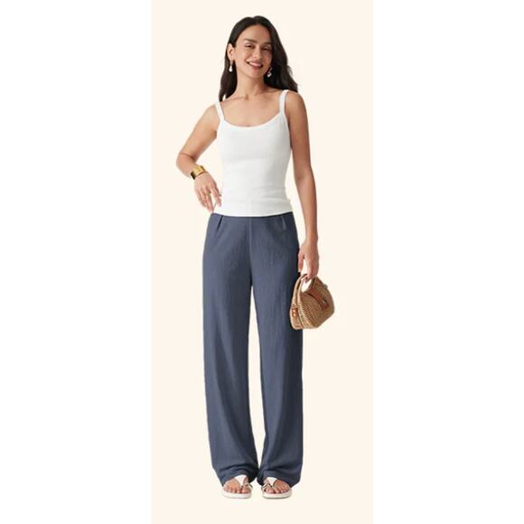 OGL Wrinkle-resistant Cotton-linen Mid Rise Straight Leg Pant SIZE XS NWT - Picture 3 of 4